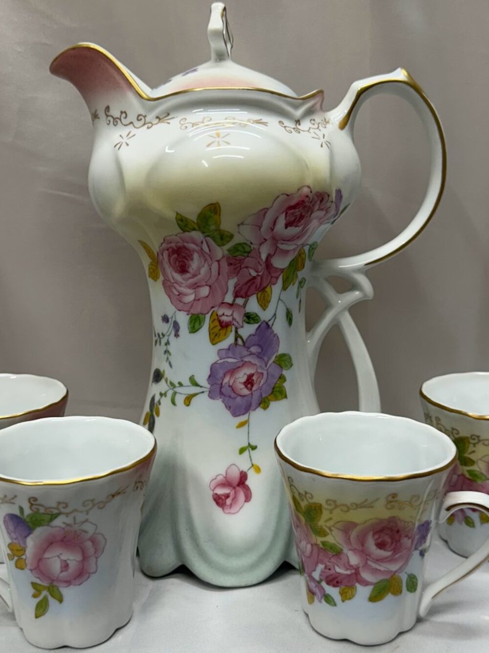 Antique RS Prussia Red Mark Porcelain Chocolate Pot Pitcher